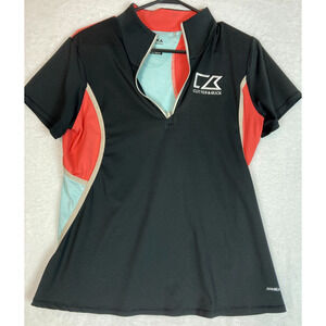 Annika Cutter & Buck Women M Contour Mock Neck 1/4 Zip Polo Shirt Dry Tec 50UPF+